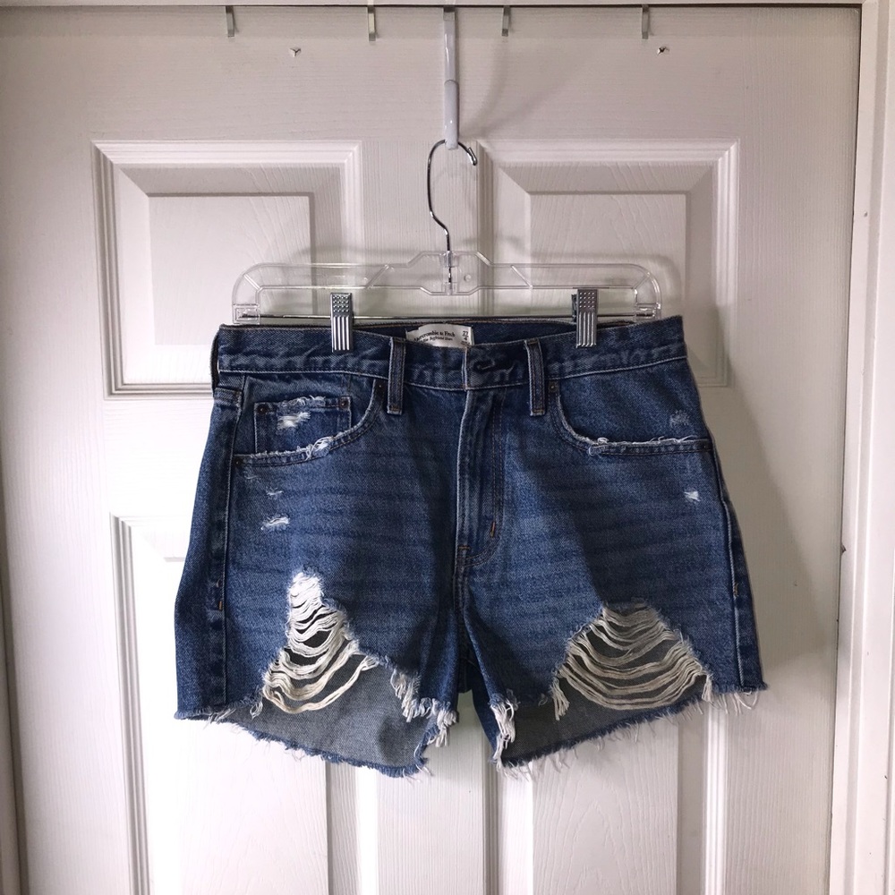 Abercrombie & Pitch Mid rise Boyfriend Distressed Jean Shorts